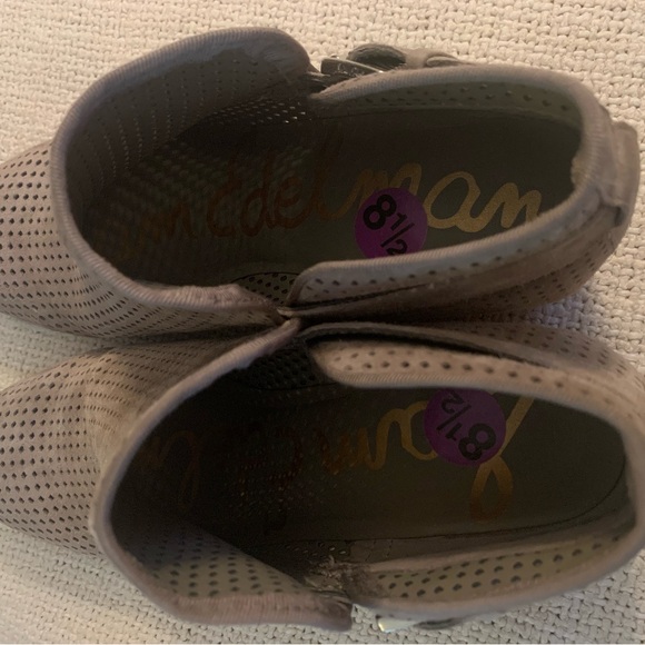 Sam Edelman Paula Taupe Perforated Leather Ankle Bootie Women Size 8.5 - Picture 3 of 9